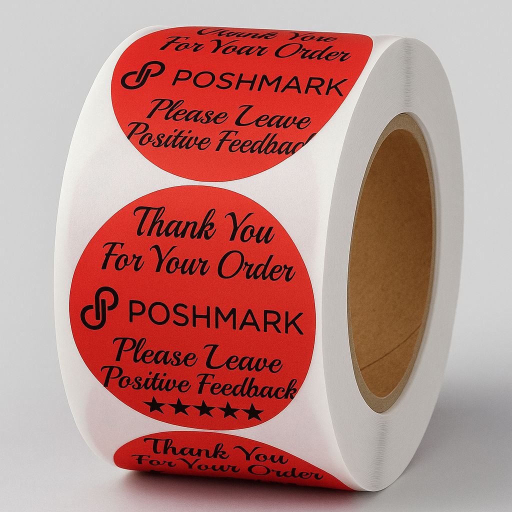 POSHMARK THANK YOU STICKERS – RED ROUND 2" LABELS